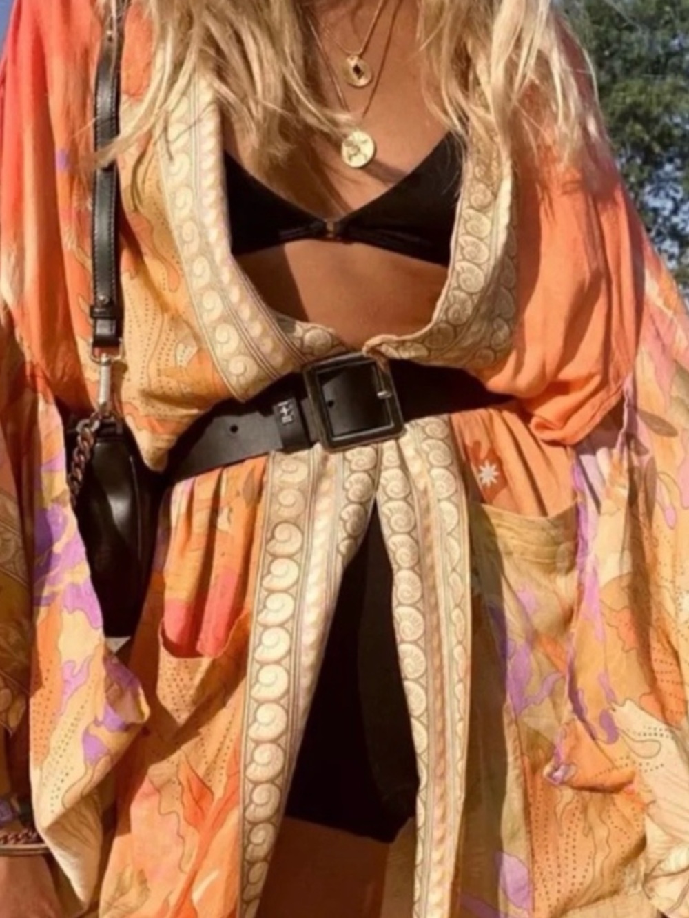 Orange Floral Mermaid Kimono